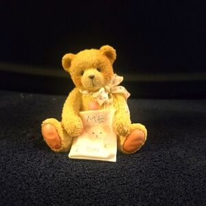 Cherished Teddies- Color Me Five. Tan and Pink Teddy Bear Figurine
